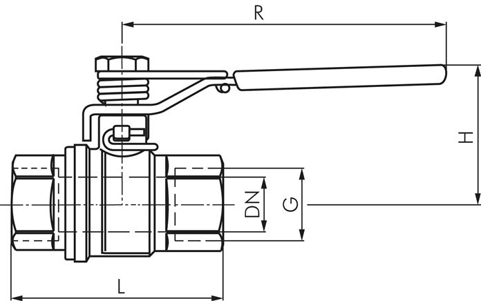 Robinet à boisseau sphérique en laiton, G 1-1/4", -0,98 à 40bar, fermeture à ressort