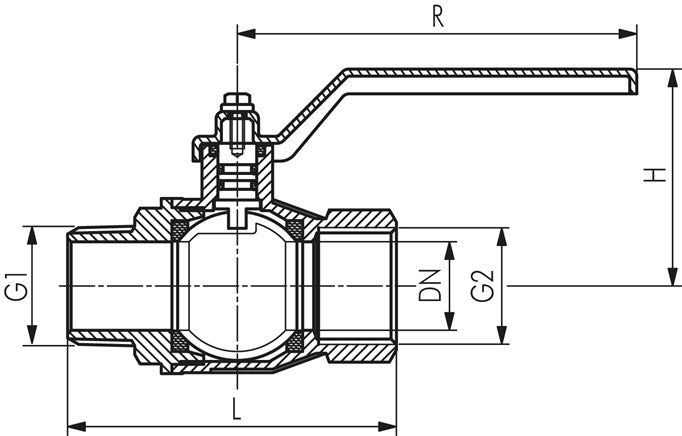 Robinet à boisseau sphérique en laiton, R 2-1/2" / Rp 2-1/2", -0,9 à 18bar