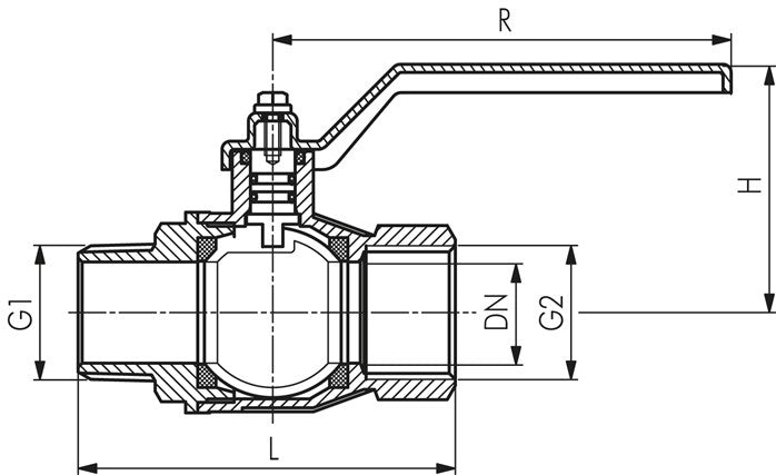 Robinet à boisseau sphérique en laiton, DVGW, R 1-1/2" / Rp 1-1/2", -0,9 à 30bar