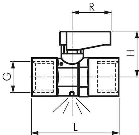 Mini robinet à tournant sphérique en laiton avec trou d'aération G 1/4", PN 20