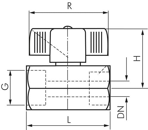 Mini robinet à tournant sphérique en laiton G 1/2" filetage intérieur, PN 15