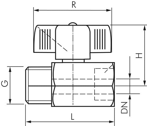 Mini robinet à tournant sphérique en laiton G 1/4" filetage intérieur / filetage extérieur, PN 15