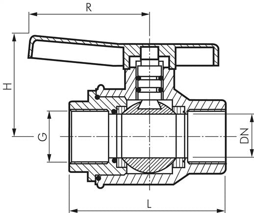 Ball valve (polypropylene), G 3/4", PN 10