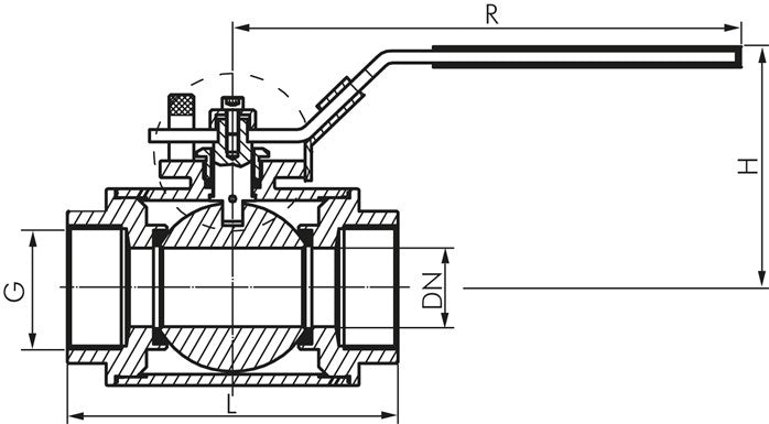 3-way ball valve, stainless steel, L-bore, G 2-1/2", 0 - 25bar