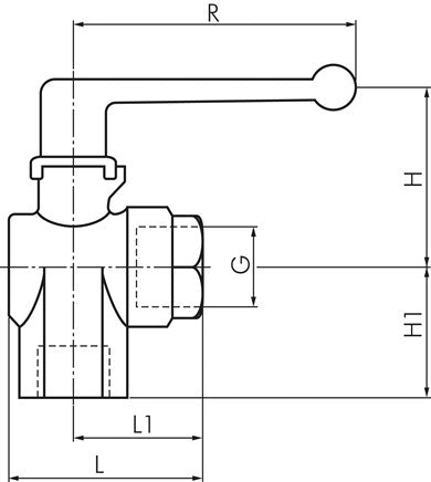 Brass angle ball valve, G 1/8", PN 20