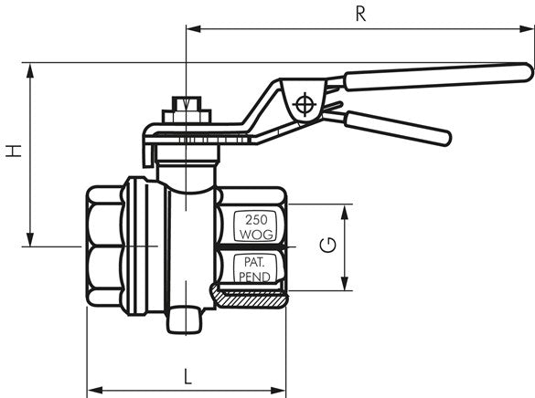 Vanne papillon avec filetage intérieur Rp 3/4", 0 - 16bar