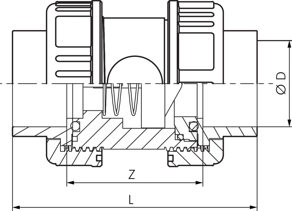 Clapet anti-retour à manchon adhésif, PVC-U / EPDM, 50 mm