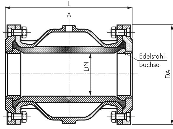 Vanne à manchon, bride DN40-PN16 (DIN), aluminium, 0 - 6bar