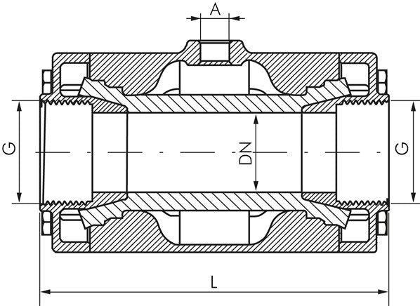 Vanne à manchon, G 1-1/4", acier inoxydable