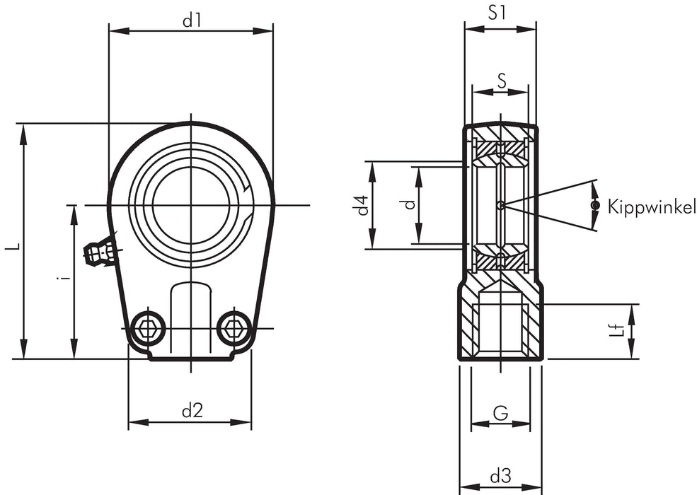 Joint head for hydraulic cylinders, M 35x1.5