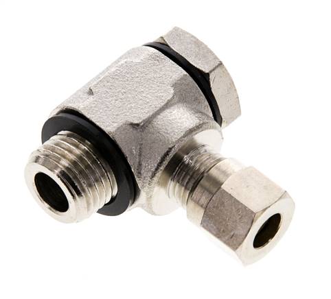 Elbow swivel screw connection G 1/4"-6 LL (M10x1), nickel-plated brass