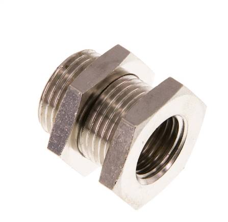 Raccord à vis pour cloison G 1/4"-G 3/8", laiton nickelé