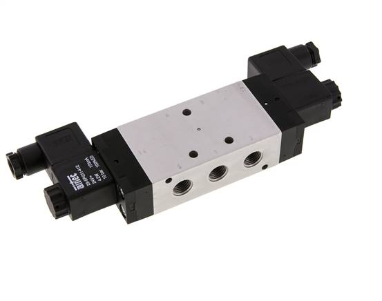 5/3-Wege Magnetventil, G 1/4", Mittelstellung belüftet, 12 V DC, Standard