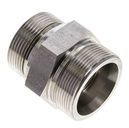 Raccord à bague coupante droite. G 1-1/2"-38 S (M52x2), sans écrou ni bague coupante, 1.4571