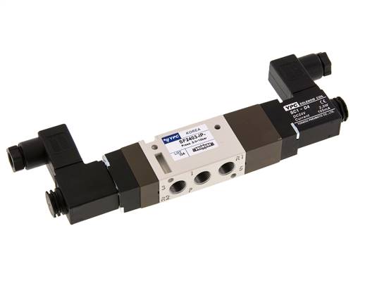 5/3-way solenoid valve, G 1/8", vented in the middle position, 24 V DC