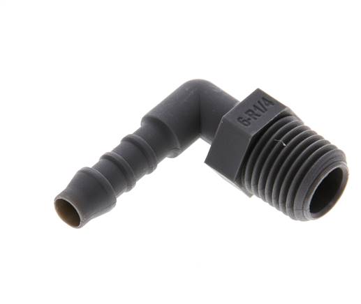 Angle threaded nozzle R 1/4"-6 (1/4")mm, PA 6