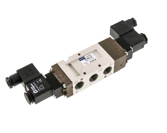 5/3-Wege Magnetventil, G 3/8", Mittelstellung belüftet, 12 V DC