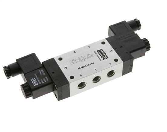 5/3-Wege Magnetventil, G 1/4", Mittelstellung entlüftet, 12 V DC