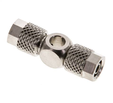 Screw connection, T-ring piece M 5-6x4mm, nickel-plated brass