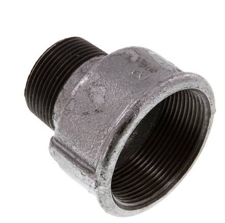 Reducing nipple R 1-1/4"(AG)-Rp 2"(IG), malleable cast iron, galvanized