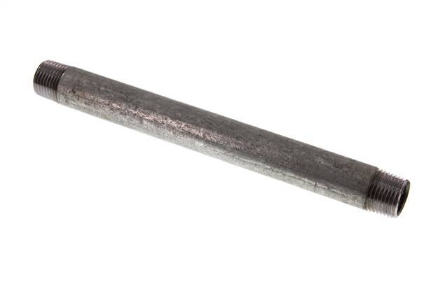 Rohrdoppelnippel R 1/2"-200mm, Stahlrohr ST 37 verzinkt