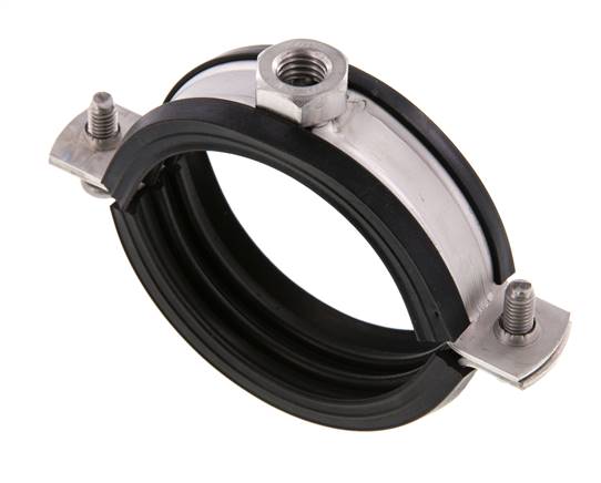 Pipe clamp, 64 - 67mm, 1.4404, with insert