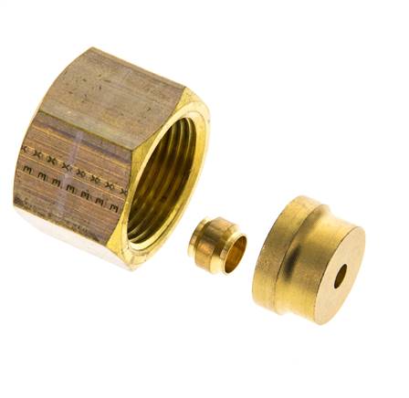 Insert réducteur pour vis à bague de serrage. 16mm-6 (M10x1)mm, laiton