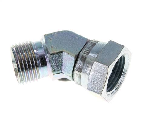 45° screw-in angle, 60° cone, G 1/2", galvanized steel