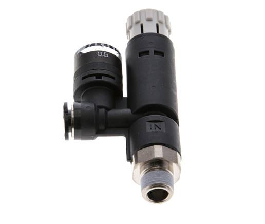 Régulateur de pression R 1/8"-6mm, avec manomètre, norme IQS