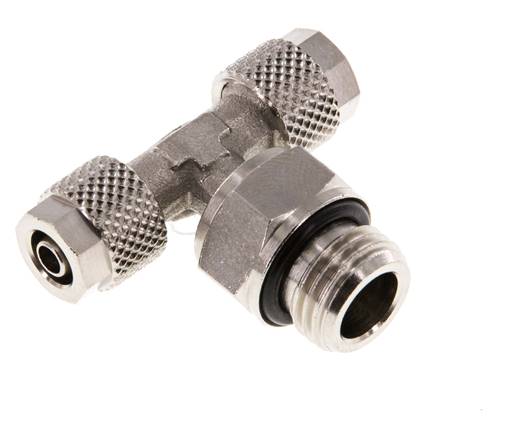 T-swivel fitting G 1/4"-6x4mm, nickel-plated brass