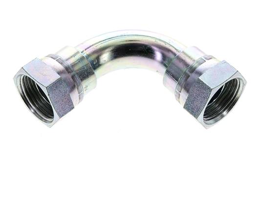 90° angle screw connection, 60° cone G 1" (IG), galvanized steel