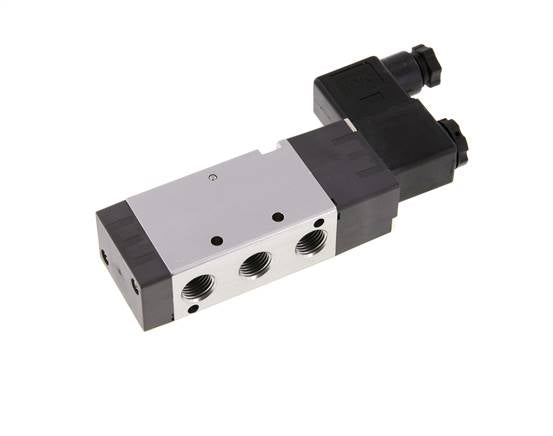 5/2-way solenoid valve, G 1/4", spring return, 230 V AC