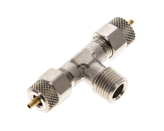 T-screw connection R 1/8"-4x2mm, nickel-plated brass