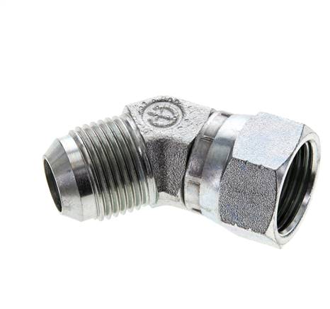 45° screw-in angle, UN 1-1/16"-12 (JIC), galvanized steel