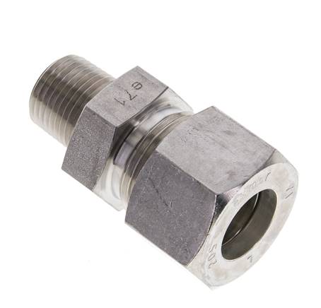 Straight cutting ring fitting. NPT 1/2"-20 S (M30x2), clamping ring 1.4571 (NC)