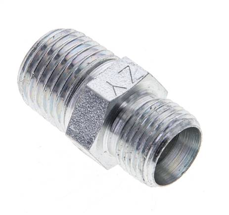 Straight cutting ring fitting. R 1/4"-8 LL (M12x1), without nut &amp; cutting ring, galvanized steel