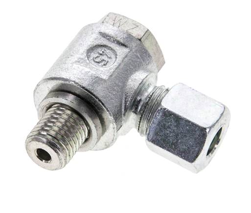 Raccord à vis pivotant coudé M 12x1,5-8 L (M14x1,5), acier galvanisé