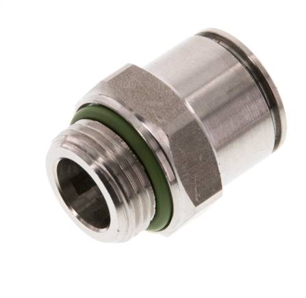 Straight plug connection G 3/8"-12mm, IQS stainless steel