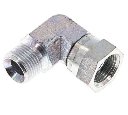 90° screw-in angle, 60° cone, G 3/8", galvanized steel