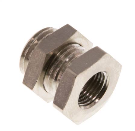 Raccord à vis pour cloison G 1/8"-G 1/4", laiton nickelé