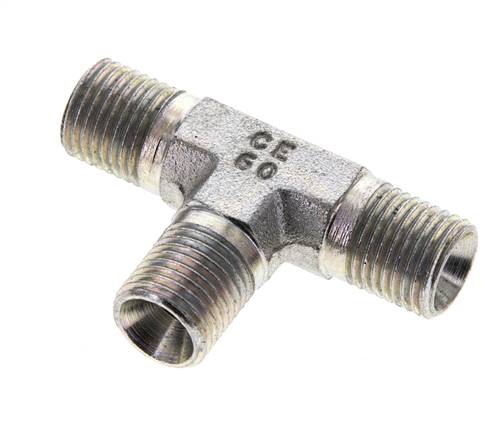 Pièce en T, cône 60° G 1/4"-G 1/4"-G 1/4" (AG), acier galvanisé