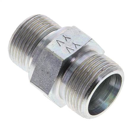 Straight cutting ring fitting. M 22x1.5-16 S (M24x1.5), without nut &amp; cutting ring, galvanized steel