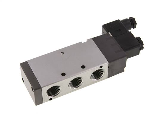 5/2-way solenoid valve, G 1/2", spring return, 12 V DC