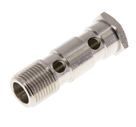 Banjo screw, 2-fold G 1/2"-62.5mm, nickel-plated brass