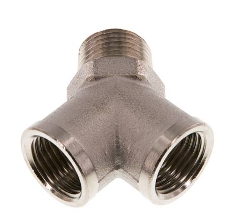 Y screw-in piece R 1/2" (AG) - 2 x G 1/2" (IG), nickel-plated brass