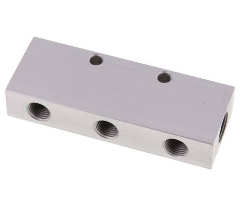 Distribution strip 2x G 3/8"-6x G 1/4", anodized aluminum