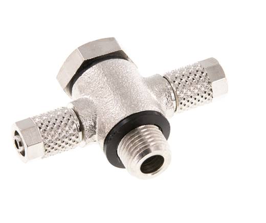 T-connection G 1/8"-5x3mm, nickel-plated brass, hollow screw