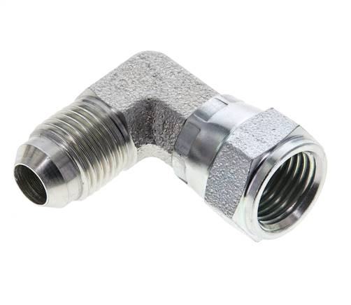 90°-Einschraubwinkel, UNF 9/16"-18 (JIC), Stahl verzinkt