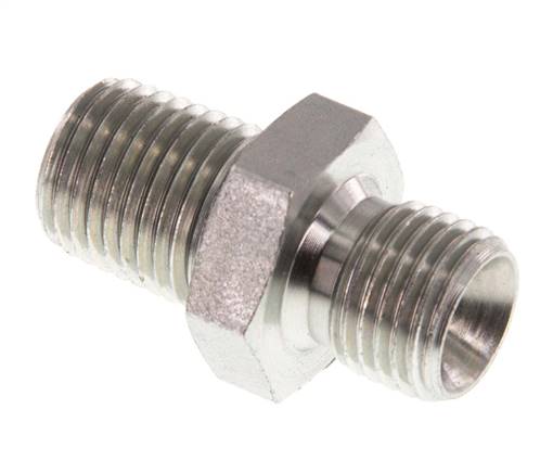 Hochdruck-Doppelnippel G 1/4"-NPT 1/4", Stahl verzinkt
