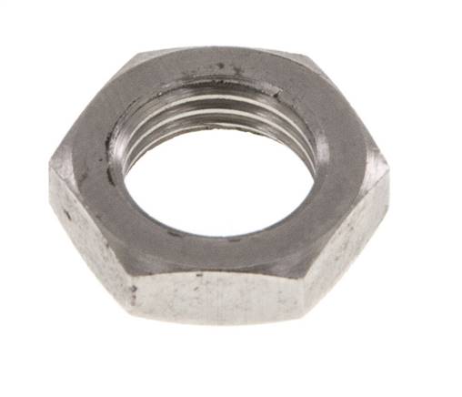 Hexagonal lock nut M 10x1, nickel-plated brass